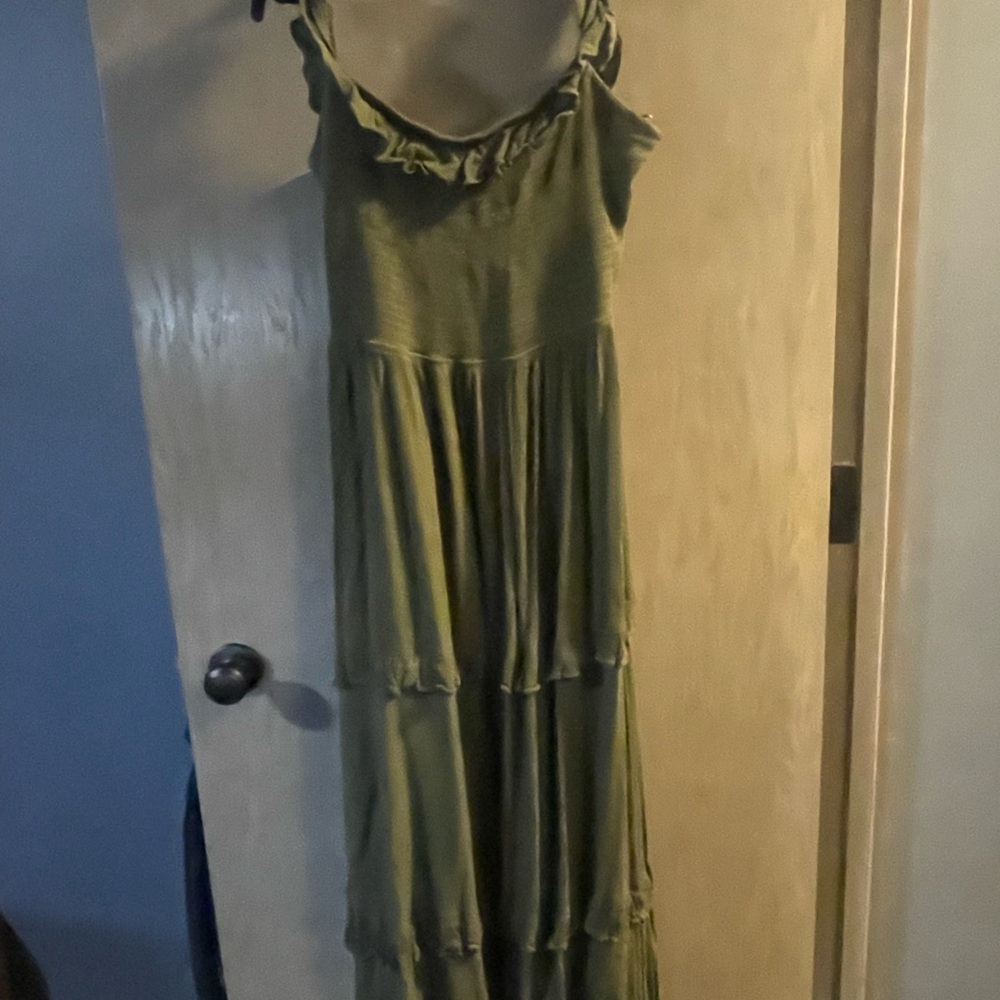 Military Green Ruffle Dress